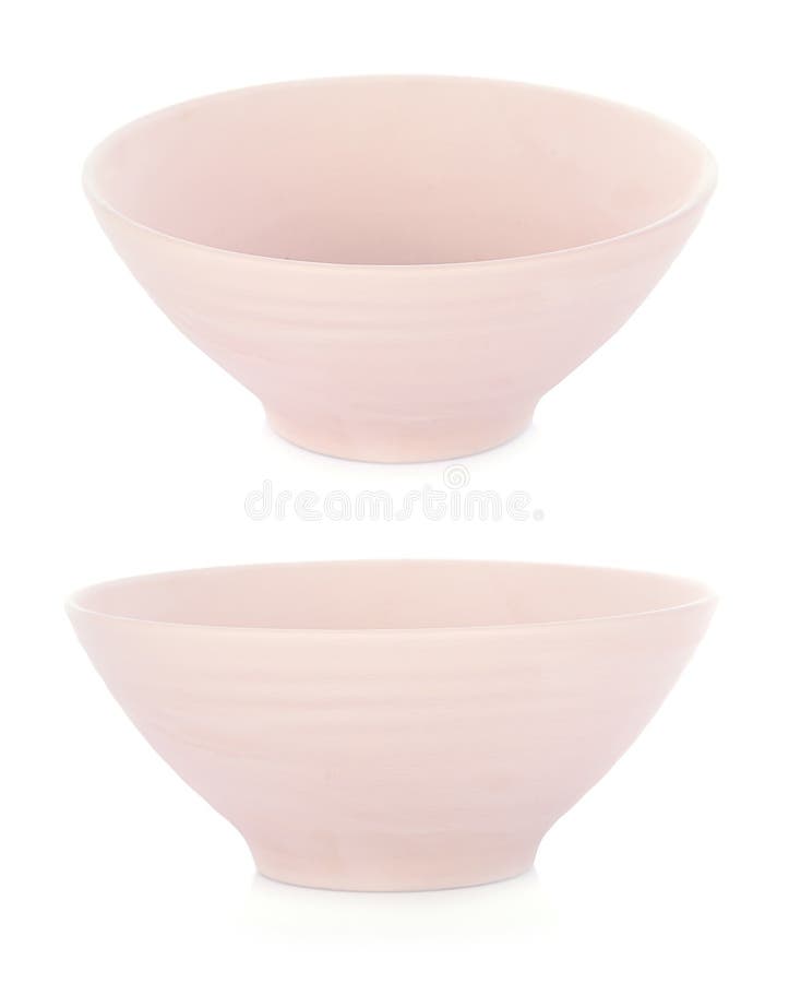 Simple Clay Bowl on White Background. Traditional Craft Stock Image