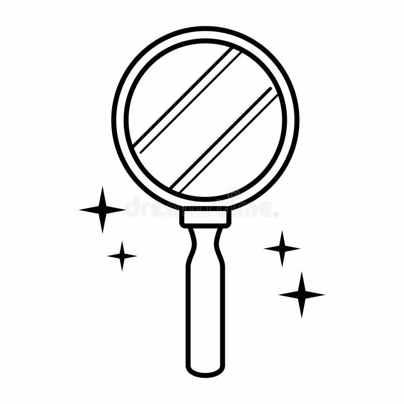 Simple and Clean Hand Mirror Outline Icon Stock Vector Illustration