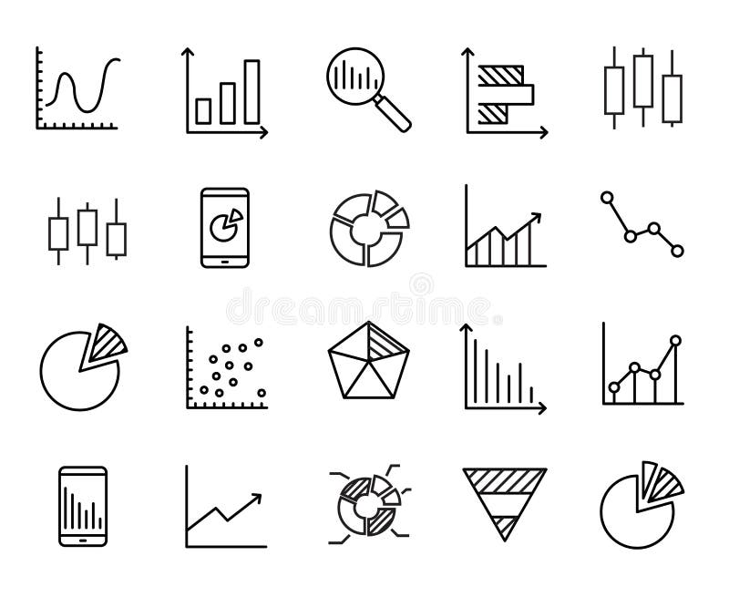 Simple collection of business data related line icons. royalty free illustration