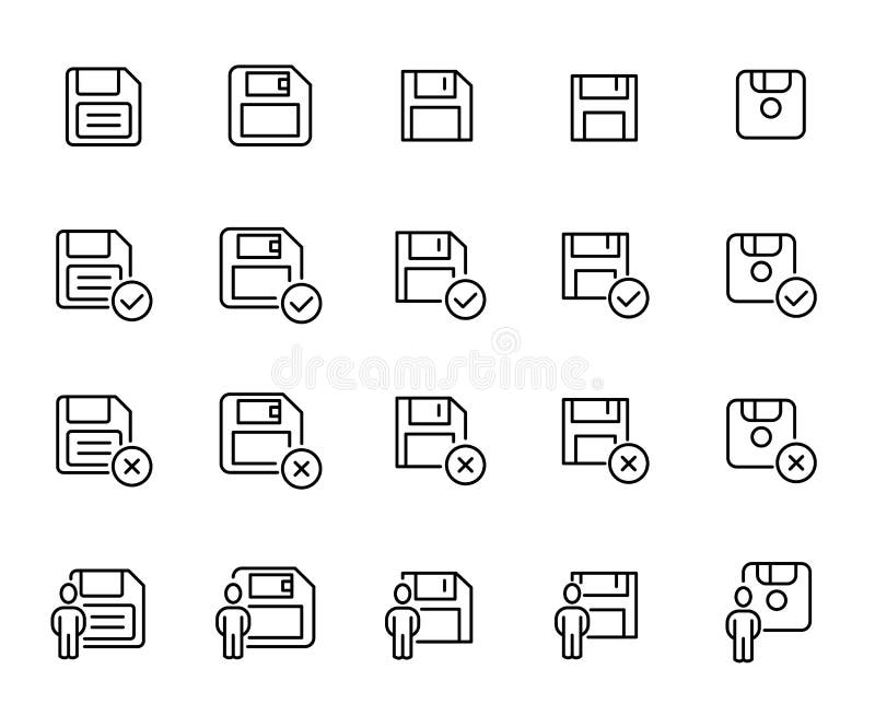 Simple collection of save related line icons. royalty free illustration