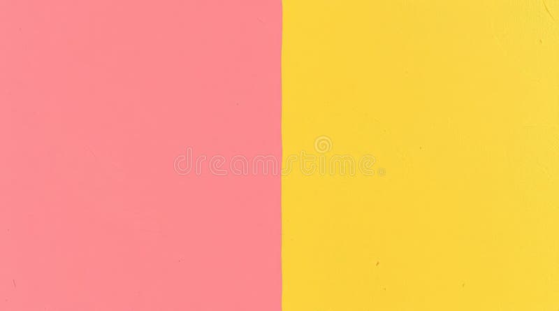 Simple color block with pink and yellow halves, vibrant minimalist background design royalty free stock photo