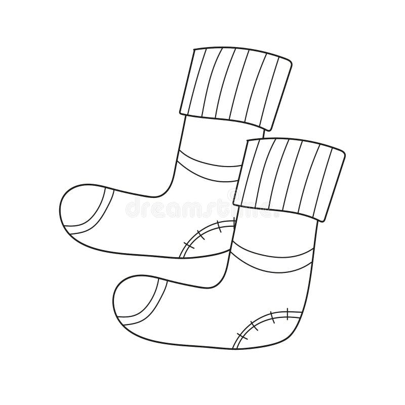 Simple Coloring Page. Coloring Book for Children, Warm Knee Socks Stock ...