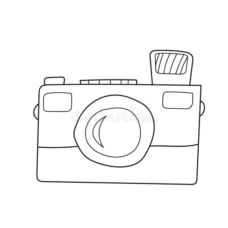 Vector, isolated, single line drawing, camera, sketch wall mural • murals  design, zoom, photograph | myloview.com