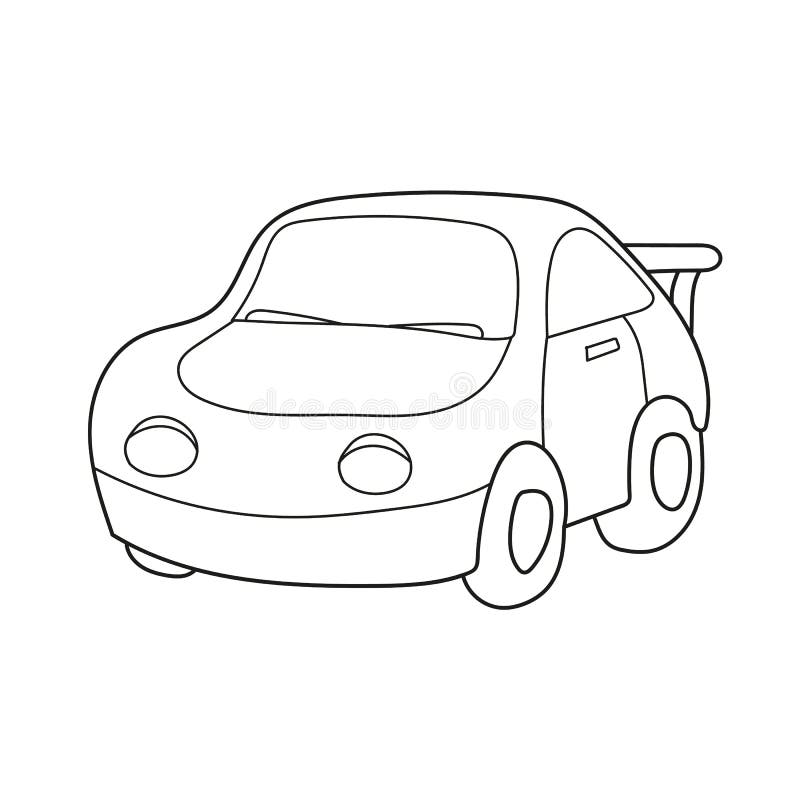 Simple Coloring Page. Vector Illustration of Cartoon Car - Coloring ...