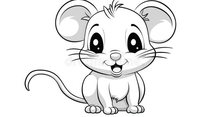 Simple coloring pages for children, mouse stock illustration
