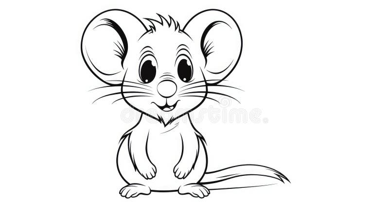 Simple coloring pages for children, mouse vector illustration