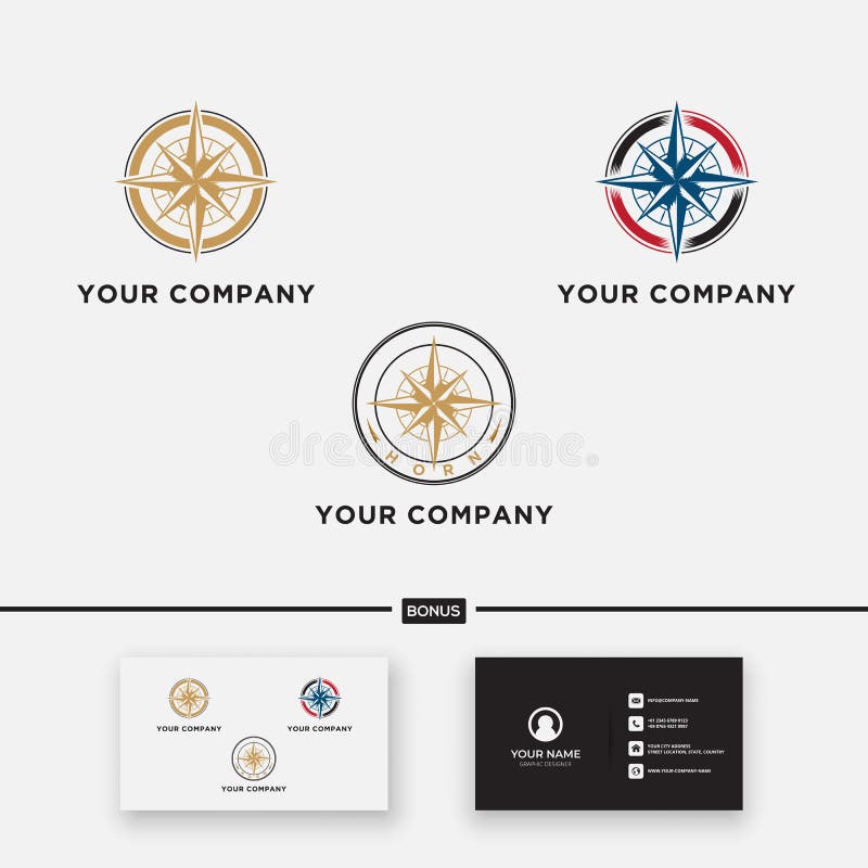 Simple compass direction logo vector graphic royalty free illustration