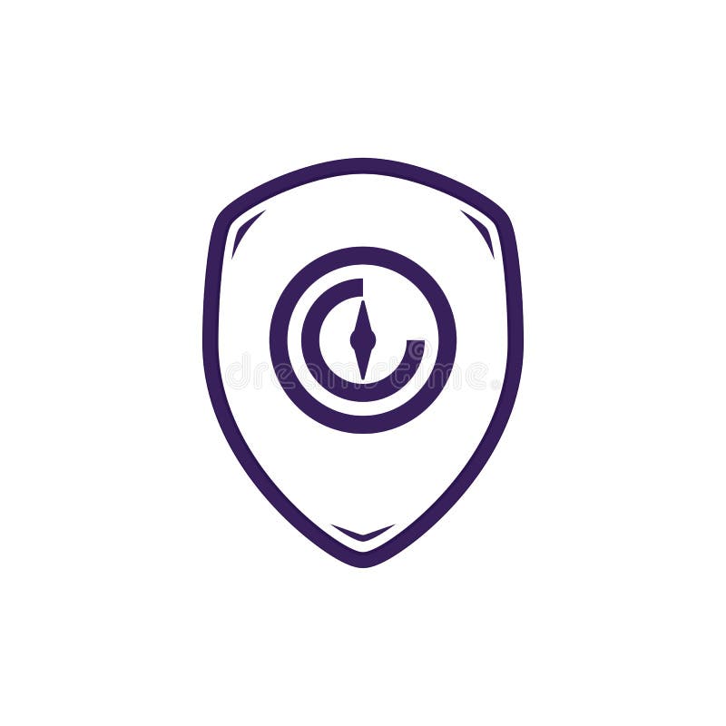 Simple compass shield icon badge royalty free illustration