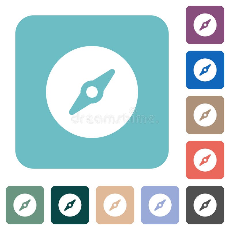 Simple compass solid rounded square flat icons royalty free illustration