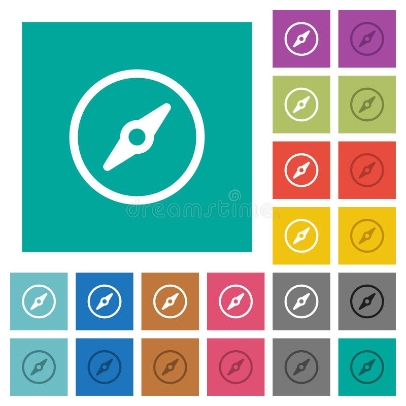Simple compass square flat multi colored icons stock illustration