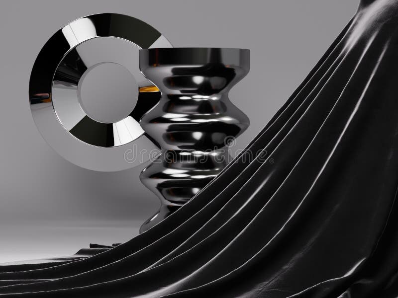Simple composition of different objects, 3D rendering stock illustration