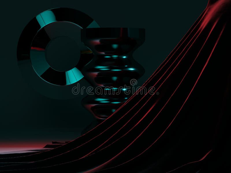 Simple composition of different objects, 3D rendering stock illustration