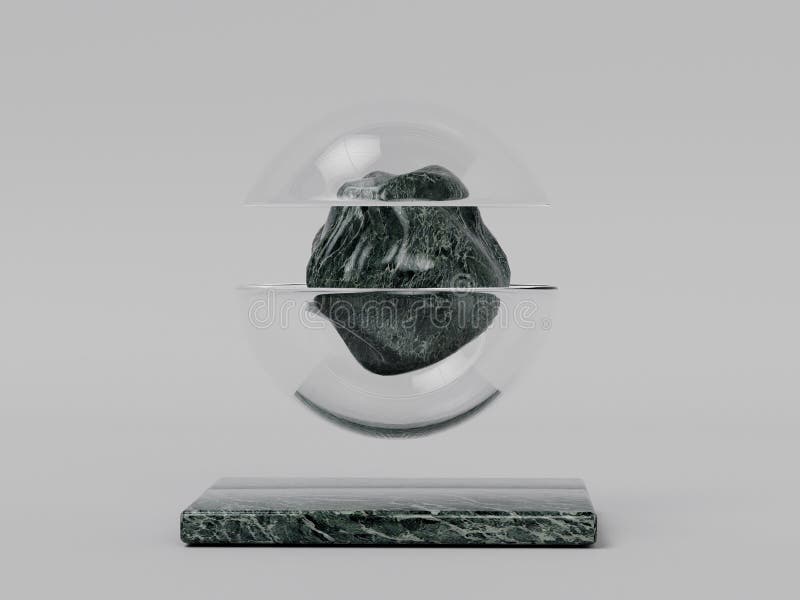 Simple composition of different objects, 3D rendering royalty free illustration