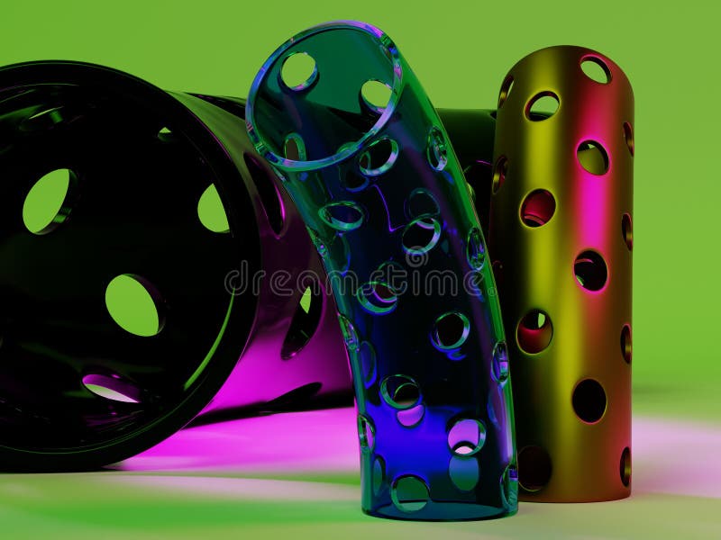 Simple composition of different objects, 3D rendering stock illustration