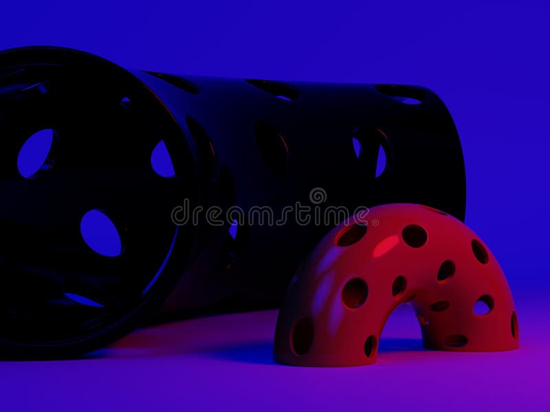 Simple composition of different objects, 3D rendering vector illustration