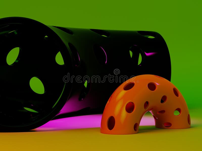 Simple composition of different objects, 3D rendering royalty free illustration