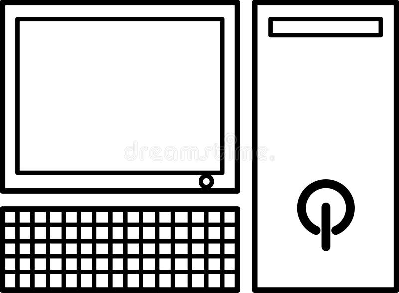 Simple Computer PC Personal Computer Icon or Logo vector illustration