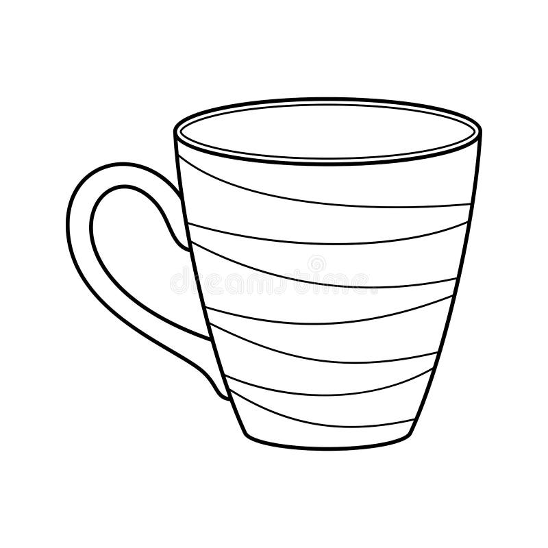 Simple Contour Isolated Object or Icon Striped Cup for Coloring Book Stock  Vector - Illustration of cute, draw: 251036650