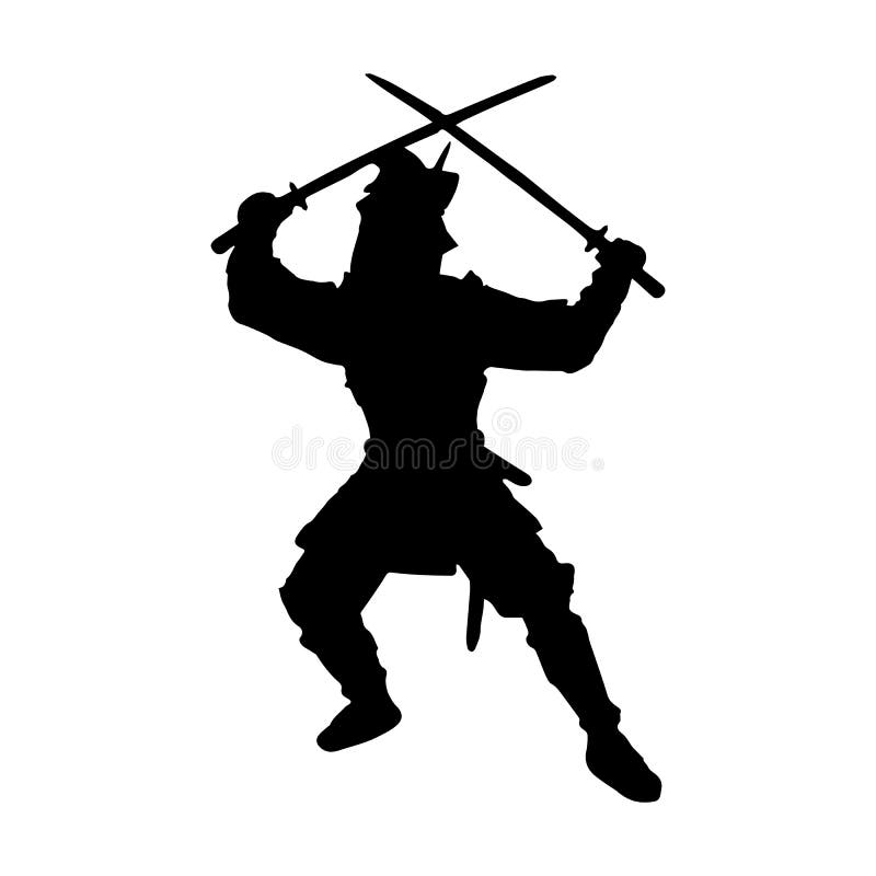 Simple Contour Silhouette Of A Japanese Samurai Warrior Stock Vector Illustration Of Soldier Fighter