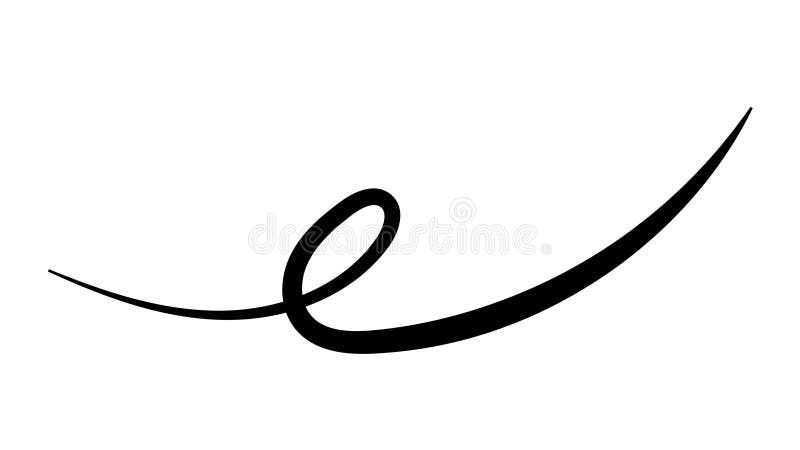 Simple curved calligraphy line, curved line with curl swish wave stock illustration