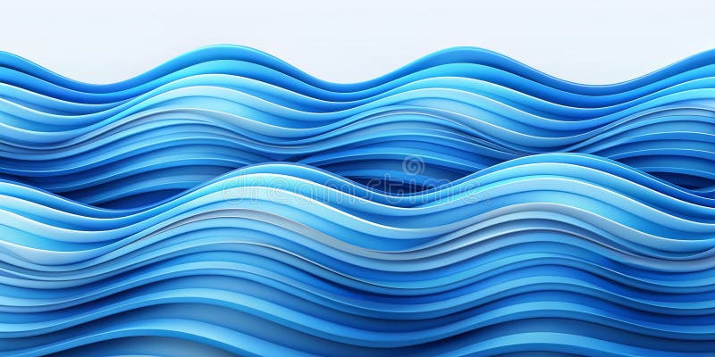 Simple curved wave minimal pattern background in various shades of blue Generative By AI vector illustration