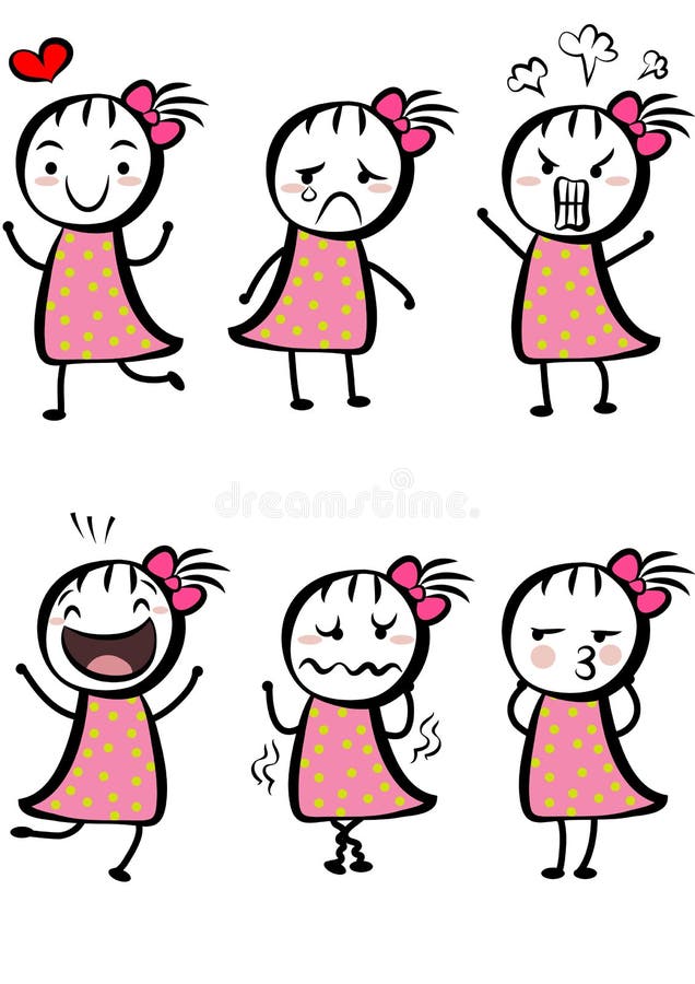 Simple cute cartoon girl stock illustration. Illustration of child -  15572951