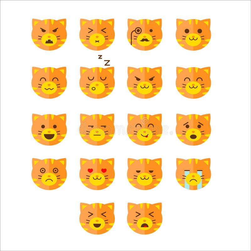 Simple cute cat emoticons stock vector. Illustration of emoticon 64285421