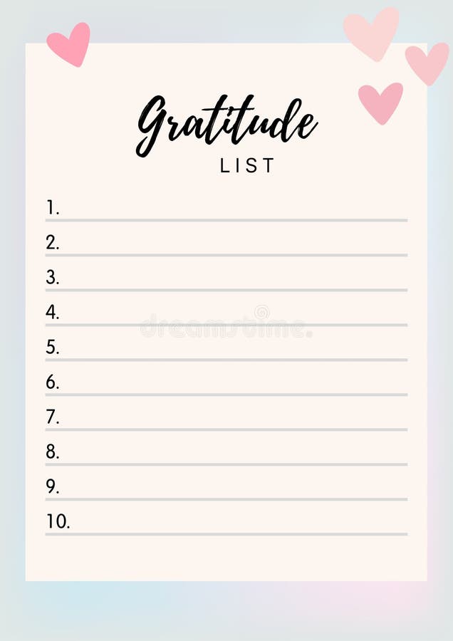 Simple and cute Gratitude List vector template vector illustration