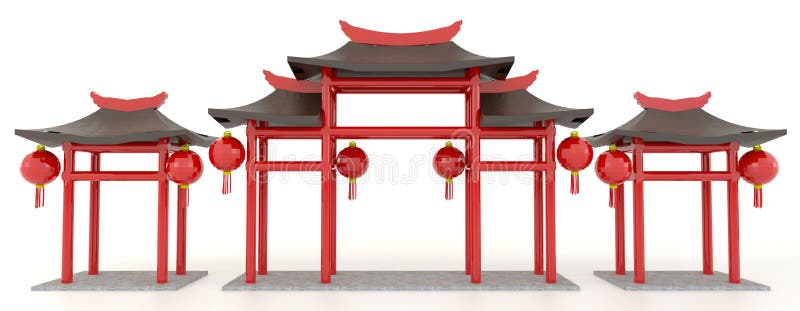 Simple 3D Chinese pavilion gate