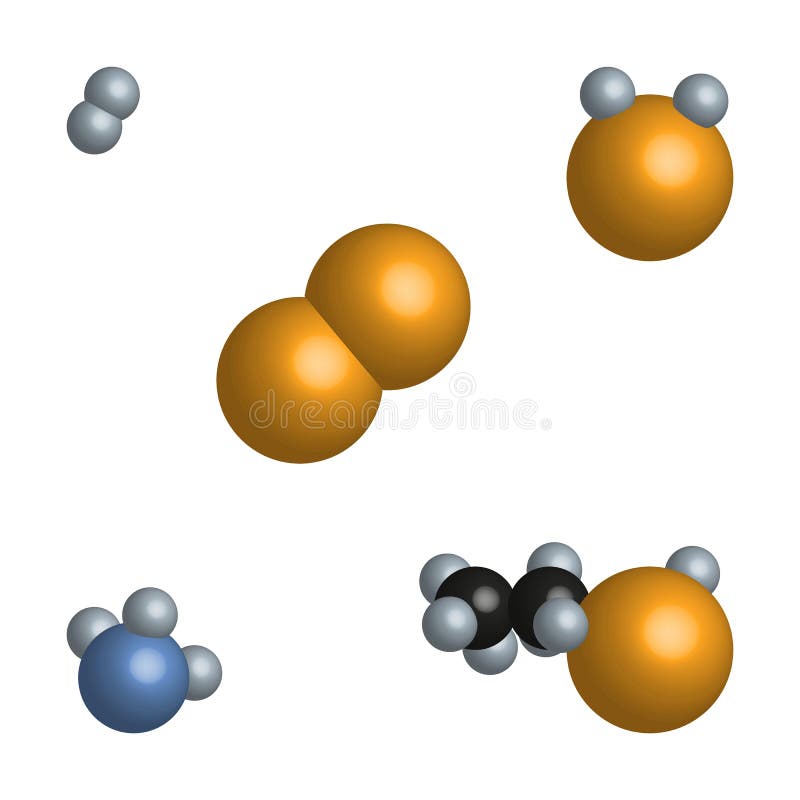 Simple 3d model of molecules of different substances royalty free illustration Simple 3d model of molecules of different substances royalty free illustration