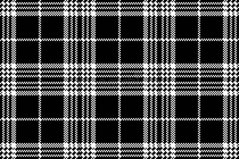 Simple dark fabric check black white seamless pattern vector illustration