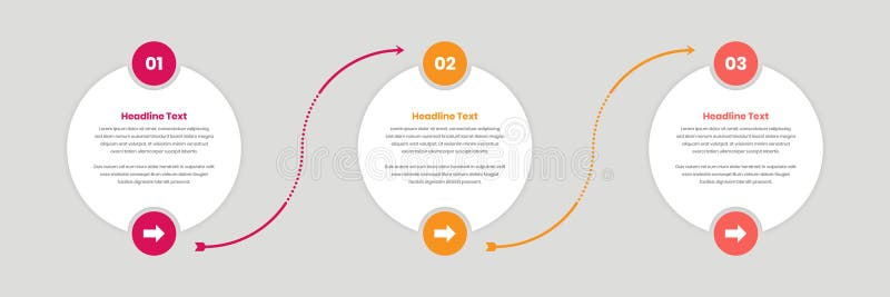 Simple data presentation business steps infographic template design with arrow and oval shape stock illustration