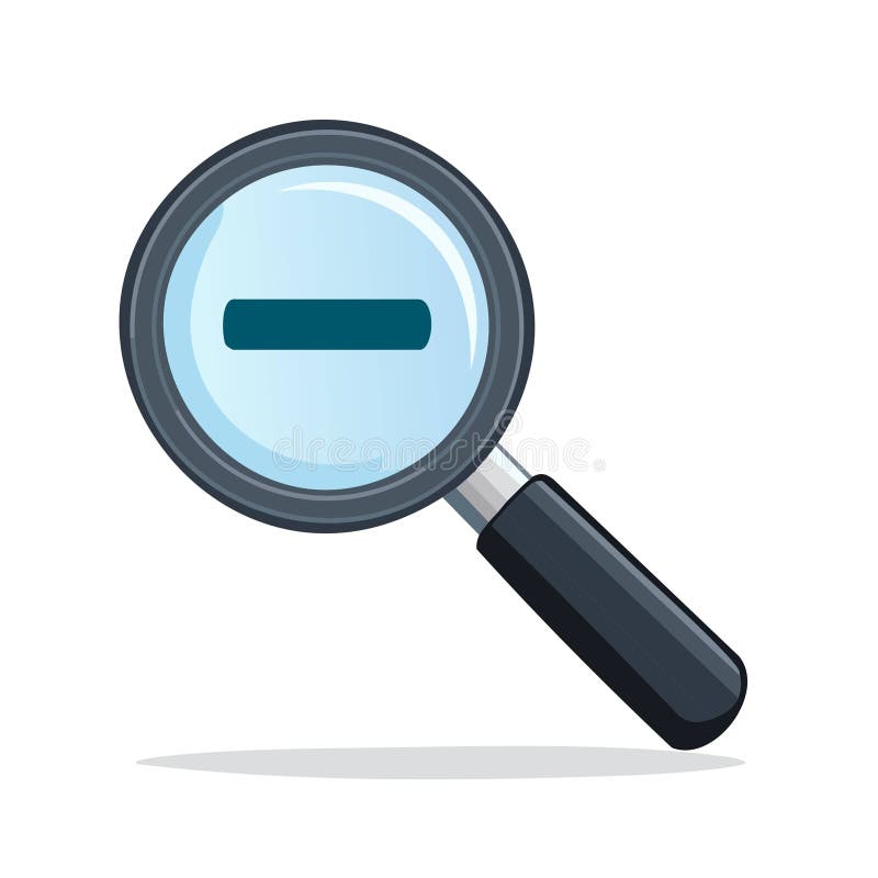 Simple Decrease Magnifier Illustration for Website Search or Document Review, Focus Adjustment Tool. Decrease vector illustration vectors