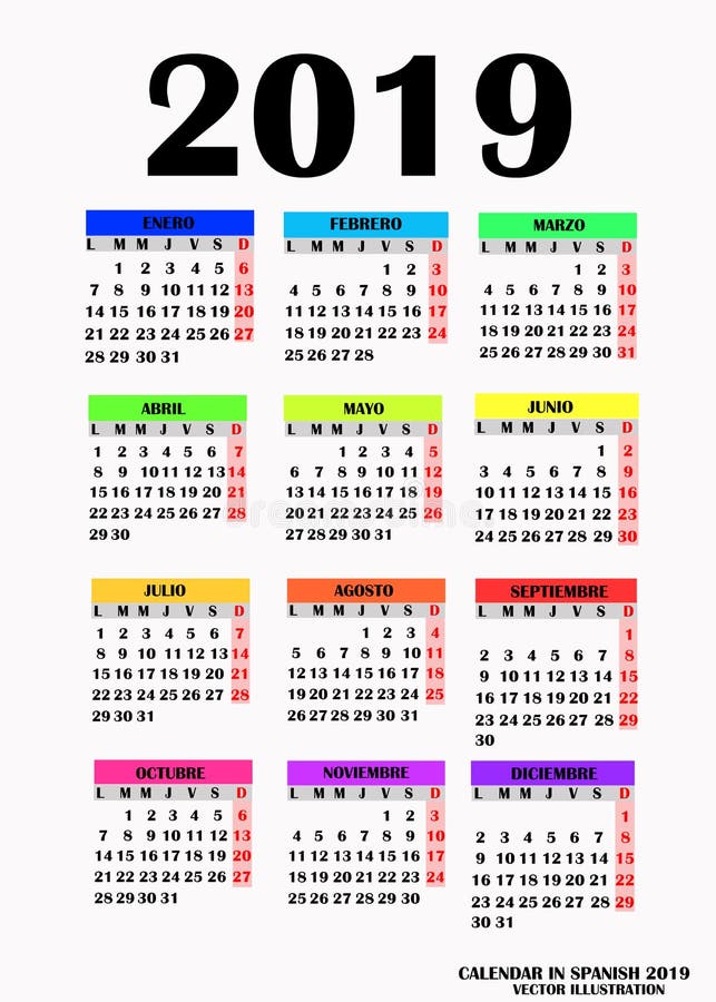 2019 calendario.
