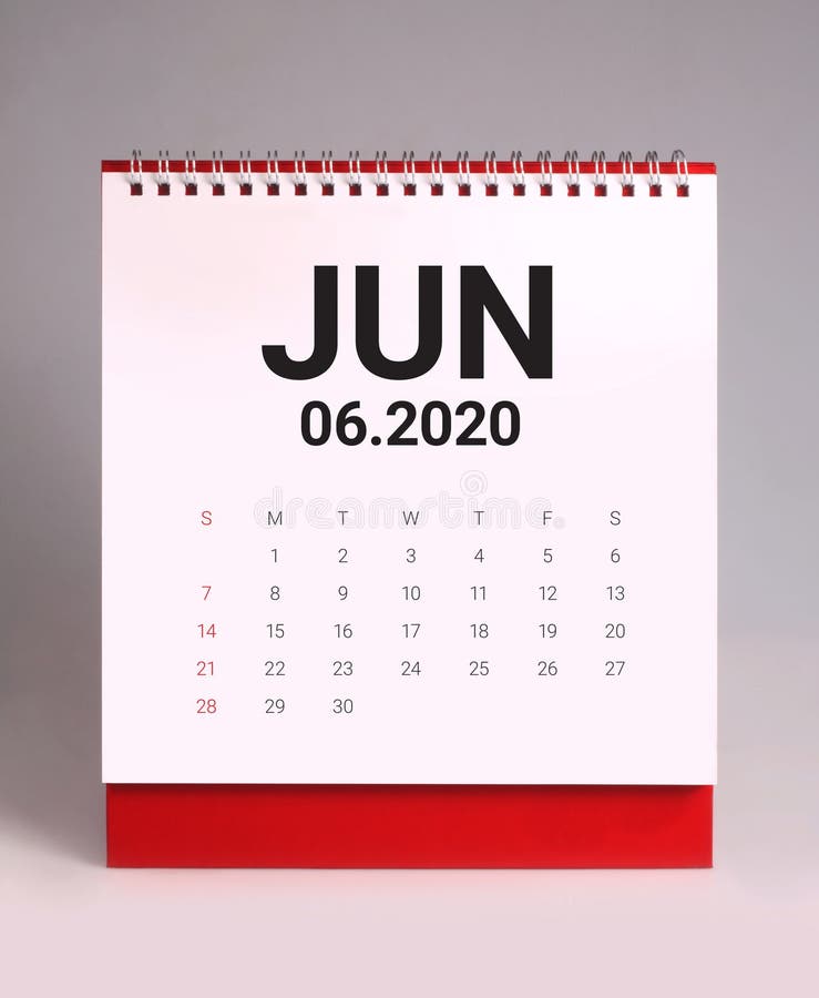 Simple Desk Calendar 2020 June Stock Photo Image of month, table