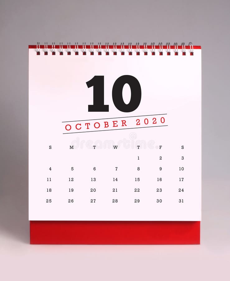 October 2020 Desktop Calendar Stock Image Image of appointment, desk