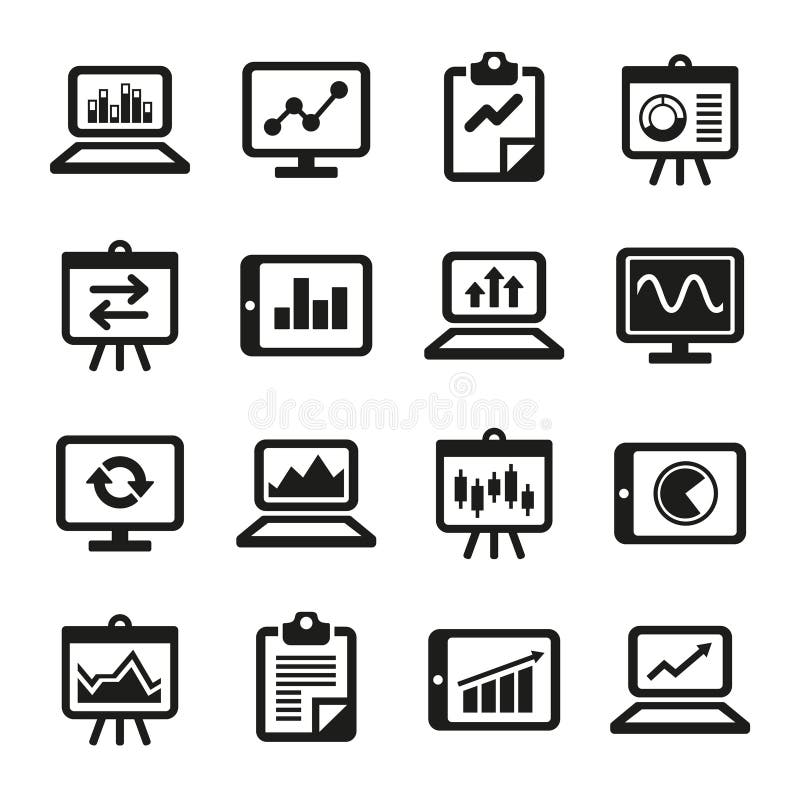Simple Diagram and Graphs Icons Set. Vector royalty free illustration