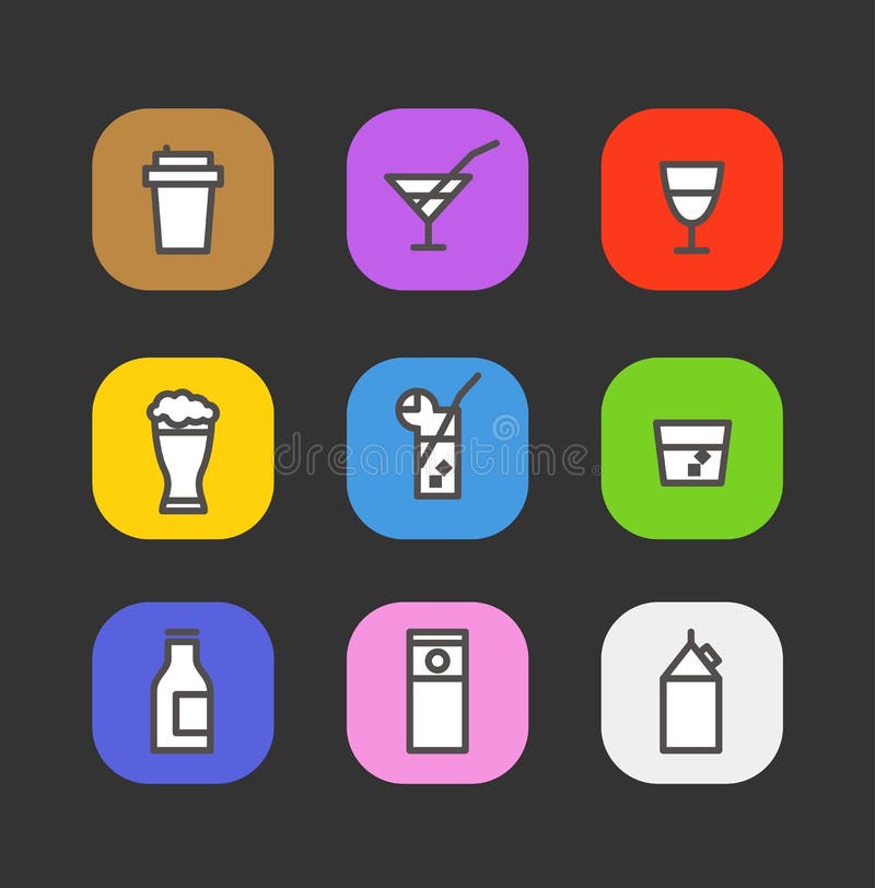 Simple Different Beverages Icons Stock Vector Illustration of meat