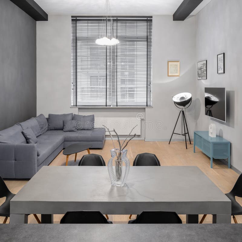 Simple Dining Table in Small Living Room Stock Photo Image of floor