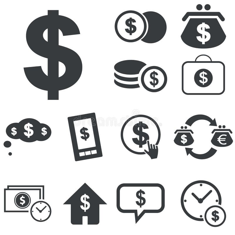 Simple dollar icon set