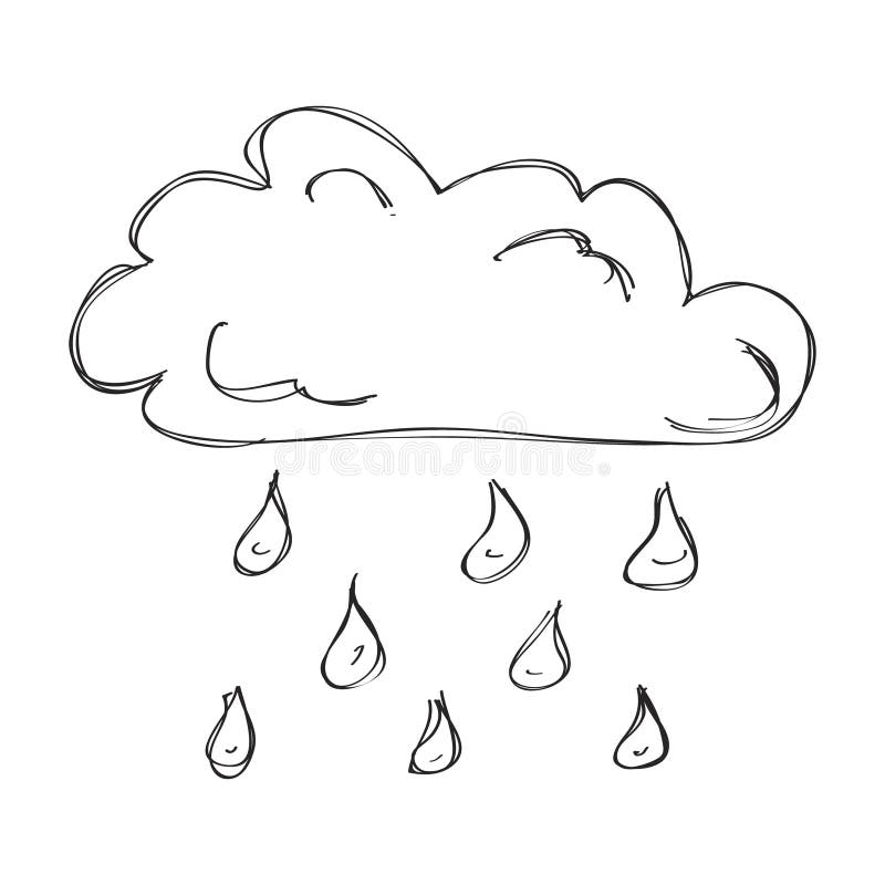 Simple Doodle of a Cloud with Rain Stock Vector - Illustration of ...