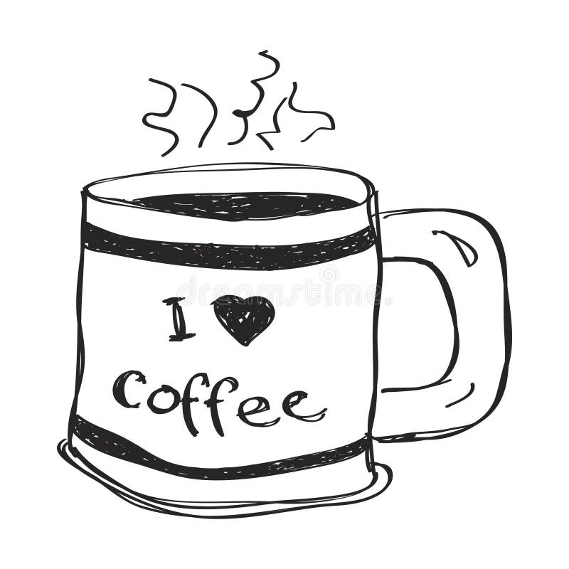 Coffee mug drawing – Line art illustrations