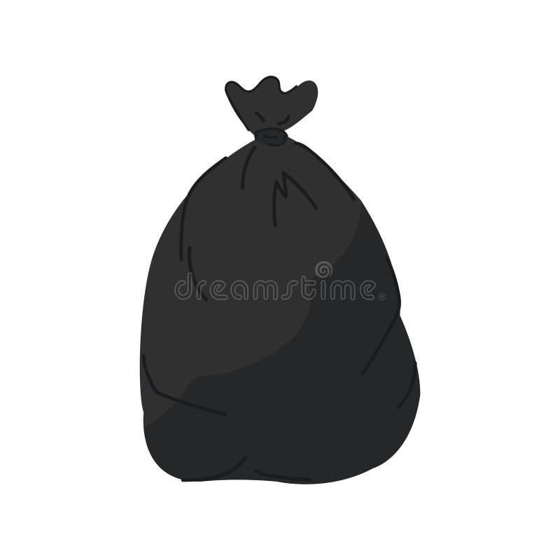 Simple Doodle Tied Trash Bag. Stock Illustration Illustration of