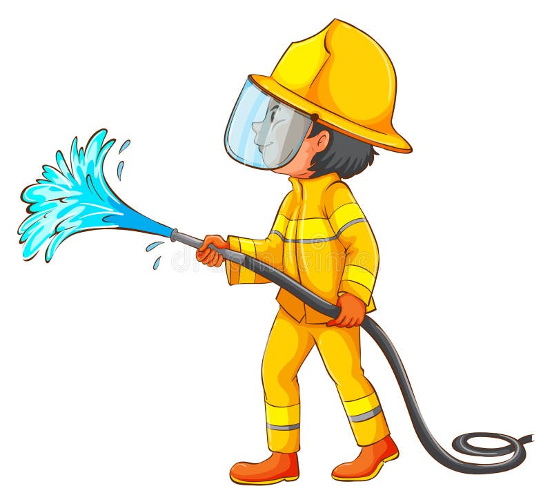 A Simple Drawing of a Firefighter Stock Vector - Illustration of