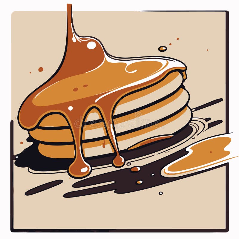 A SIMPLE DRAWING of PANCAKES with SYRUP Stock Illustration