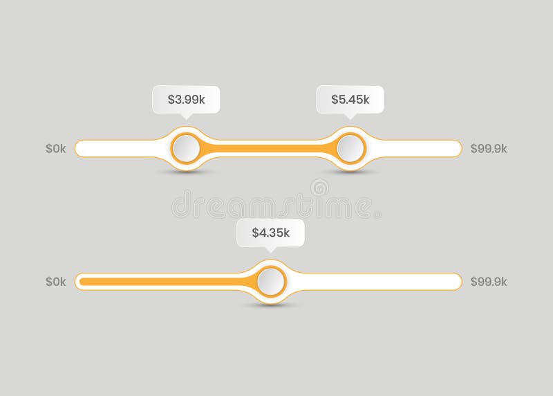 Simple Price Range Filter Scrollbar Slider Design Stock