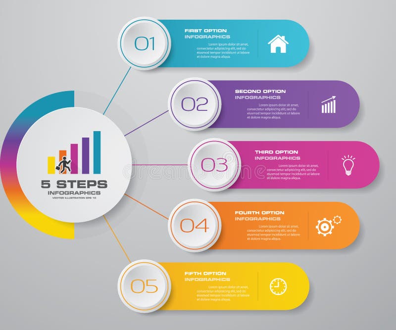 Simple&editable στοιχείο infographics διαγραμμάτων διαδικασίας 5 βημάτων ελεύθερη απεικόνιση δικαιώματος