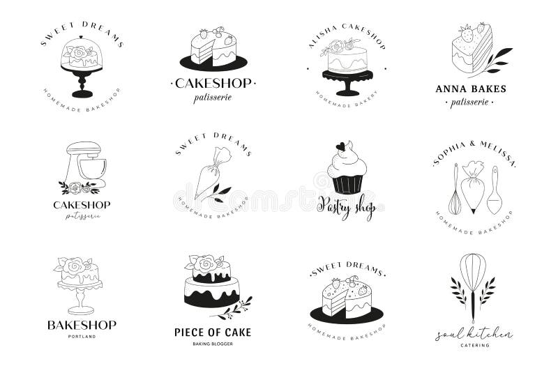 Simple and Elegant Homemade Bakery Logo Collection. Hand Drawn ...