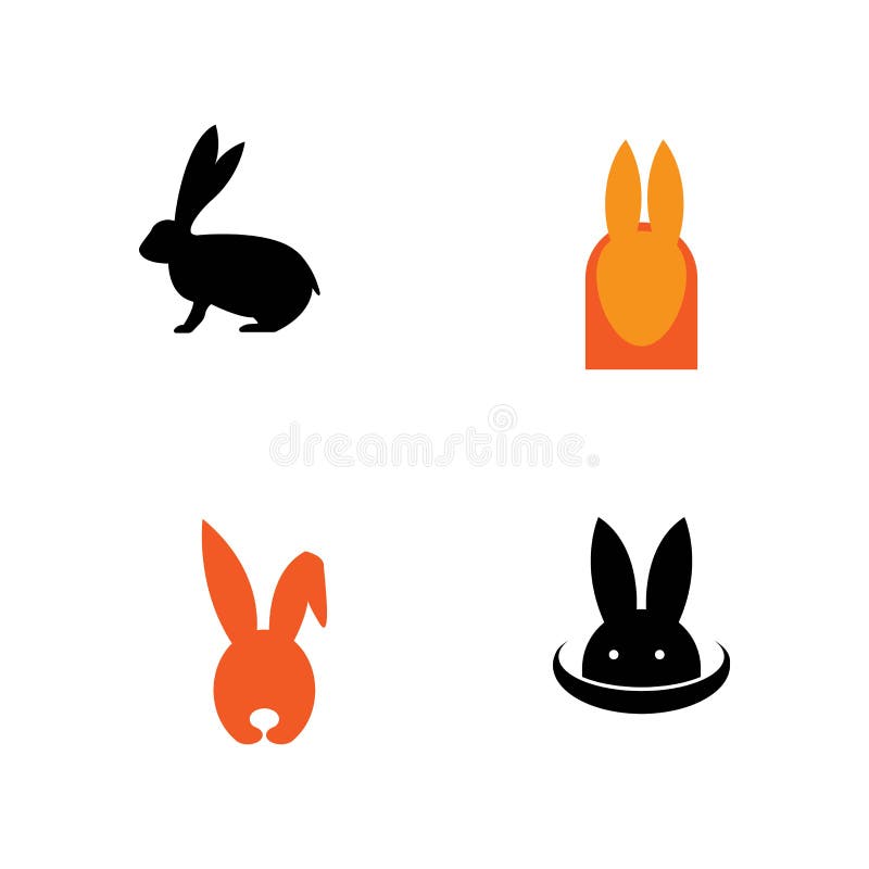 Simple and Elegant Rabbit Logo Vector Template Stock Illustration