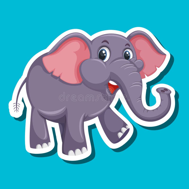A simple elephant sticker stock vector. Illustration of template